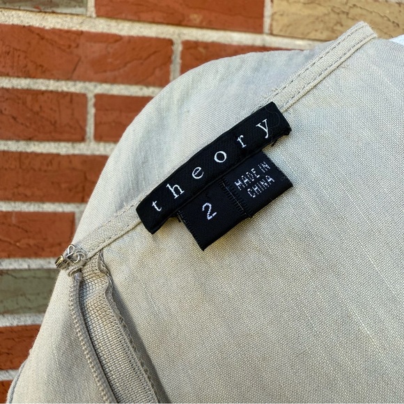 🔥 Theory Linen Cream Short Sleeve Midi Dress - Picture 10 of 11